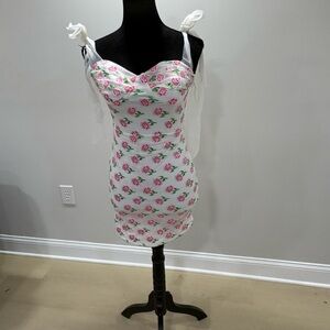 Floral White and Pink Dress